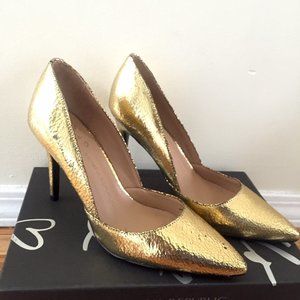 New Gold Banana Republic Damsel Dorsay Heels Sz. 7